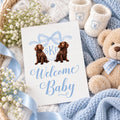 Dog crest monogram baby boy milestone cards