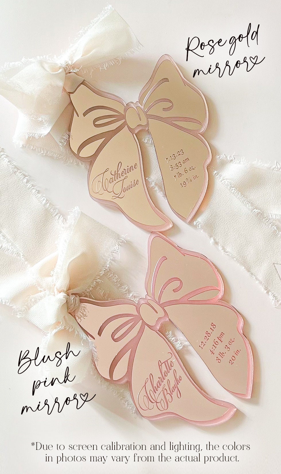 Engaged or Married Personalized Bow Ornament - image 2