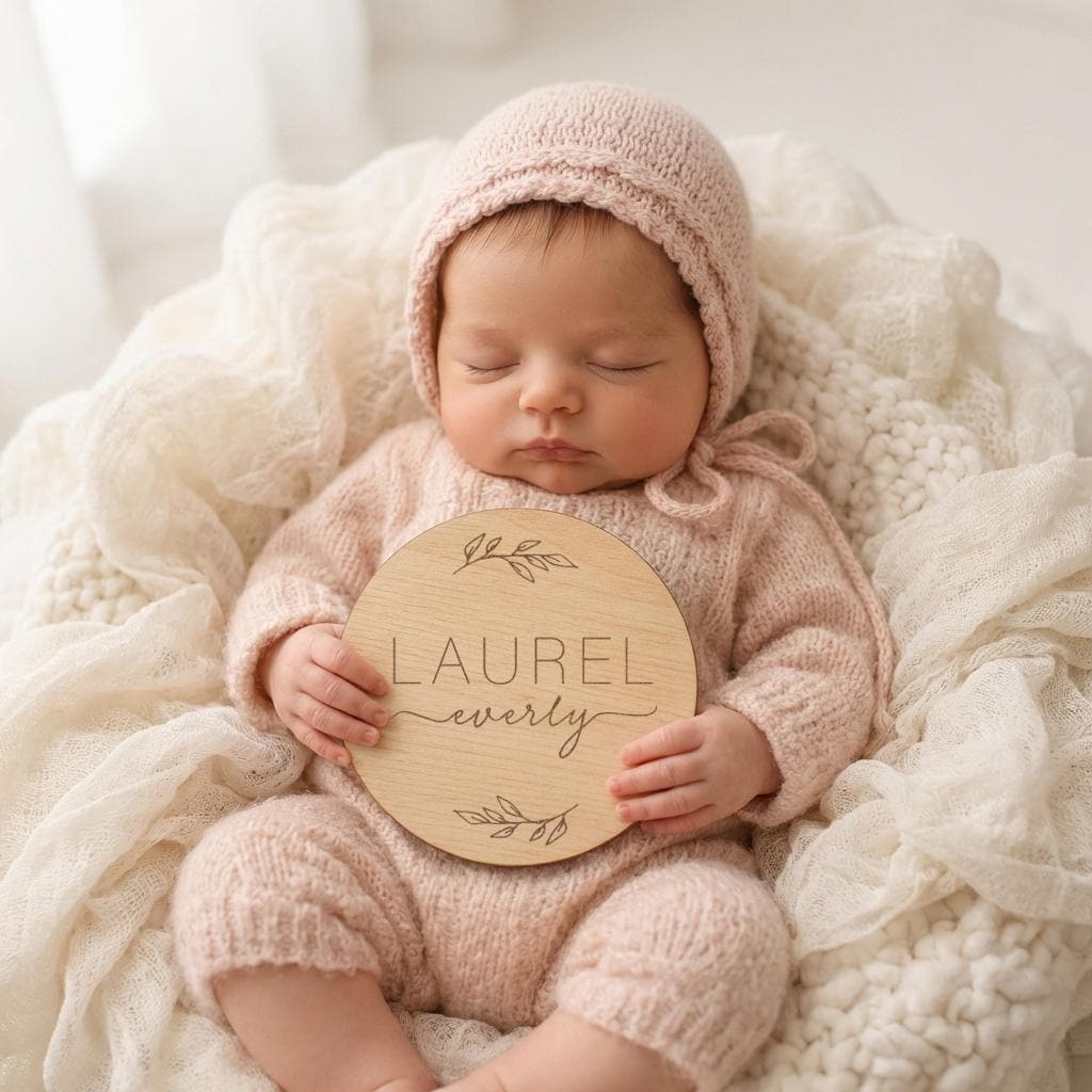 Engraved Newborn Name Sign - image 1