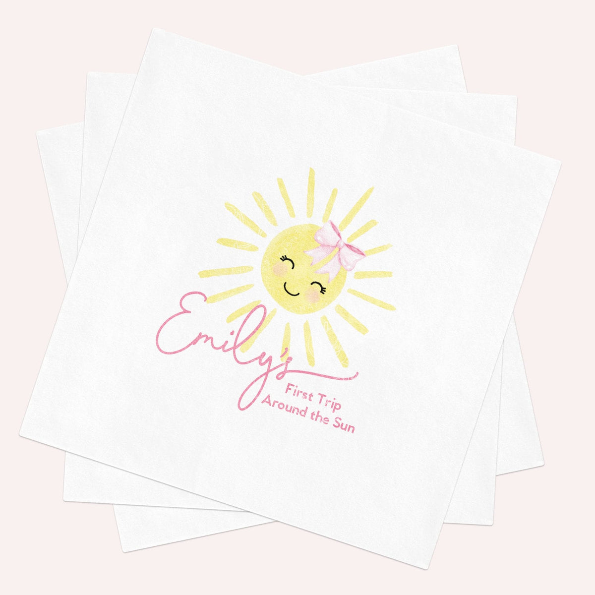 First Trip Around the Sun Napkins: Girl Baby Shower, Sunshine Party