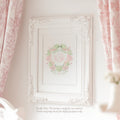 Floral Wreath Monogram Art Print: Pink Hydrangea, Baby Girl Nursery - image 1