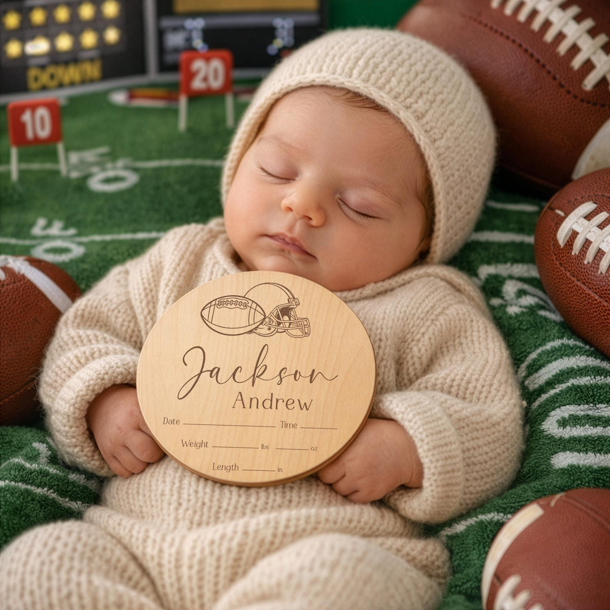 Football Baby Birth Stats Sign - image 1