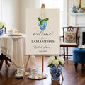 Ginger Jar Chinoiserie Hydrangea Bridal Shower Welcome Sign