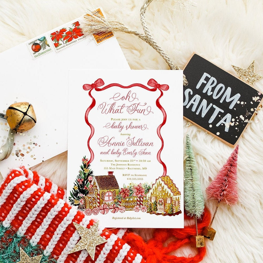Gingerbread Christmas Baby Shower Invitations | Digital File