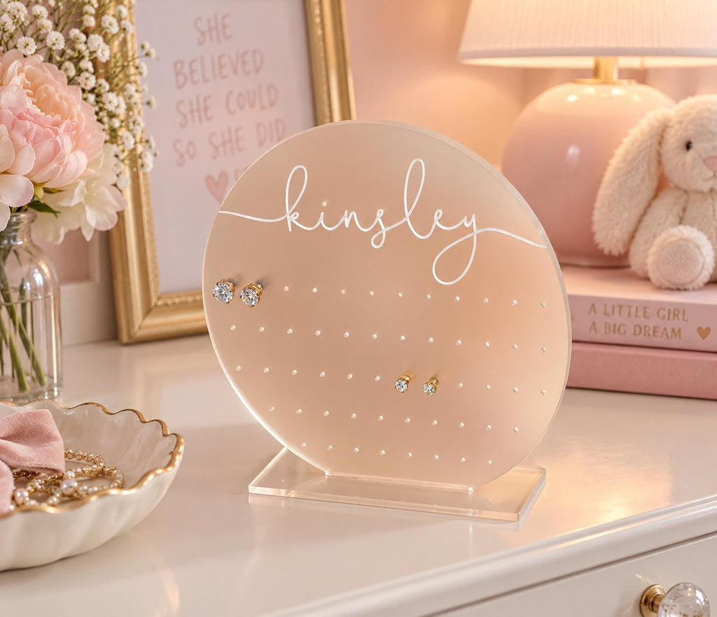 Personalized Girls Frosted Earring Stand - image 1