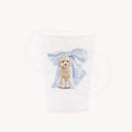 Golden Doodle blue bow monogram party cups