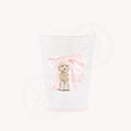 Golden Doodle pink bow monogram party cups