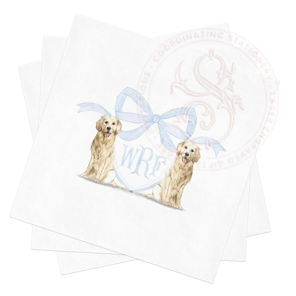 Golden Retriever Baby Shower Napkins: Monogrammed Cocktail Paper Napkins