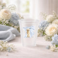Golden Retriever blue bow monogram party cups