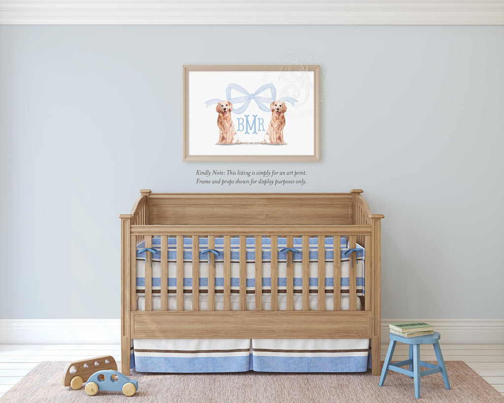 Golden Retriever Monogram Crest Art Print: Baby Boy Nursery Decor - image 2