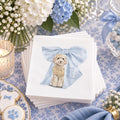 Goldendoodle Baby Shower Napkins, Personalized Dog Napkins, Blue Bow Baby Shower Decor, Custom Monogram Cocktail Napkins