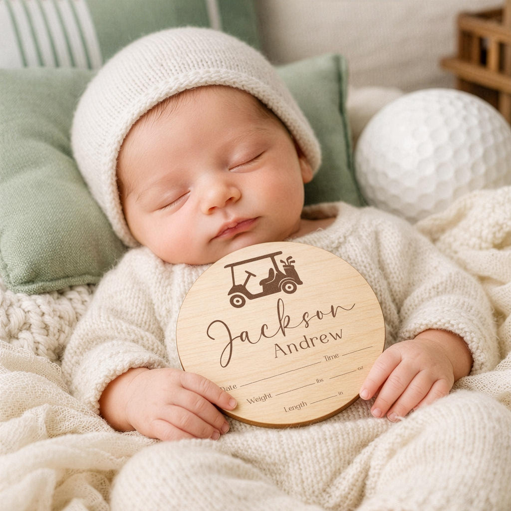 Golf Baby Boy Birth Stats Sign - image 1