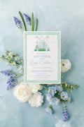Golf monogram crest boy digital baby shower invitation