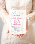 Hand Drawn Bow Baby Shower Invitations: Gender Neutral, Floral Printed printed invitation
