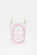 Hydrangea Pink Bows Baby Shower Welcome Sign