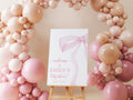 Preppy Pink Bow Baby Shower Welcome Sign