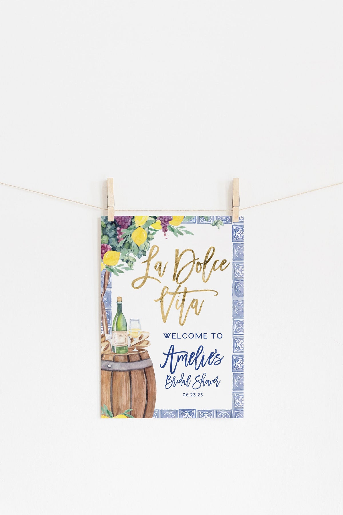 La Dolce Vita Italian Wine Bridal Shower Welcome Sign 1