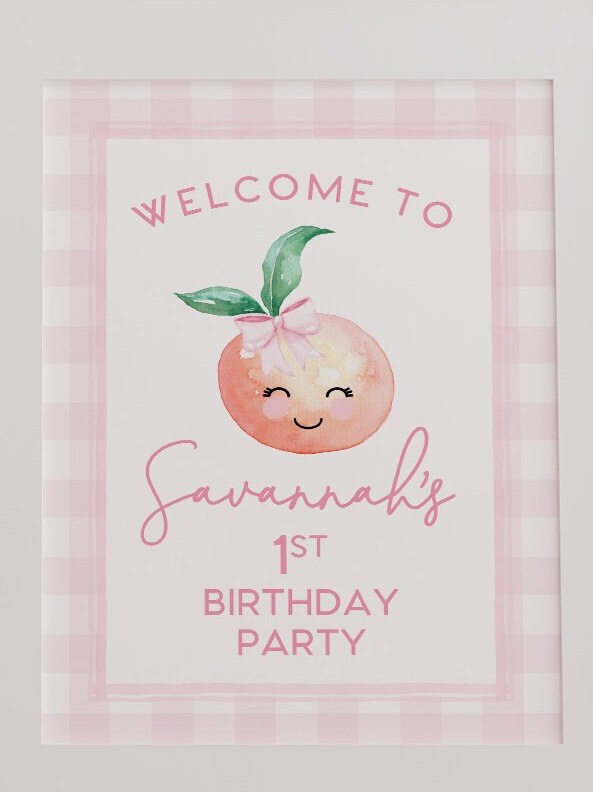 Peach Birthday & Baby Shower Welcome Sign 3