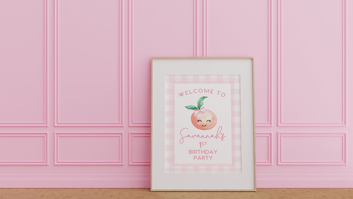 Peach Birthday & Baby Shower Welcome Sign 1