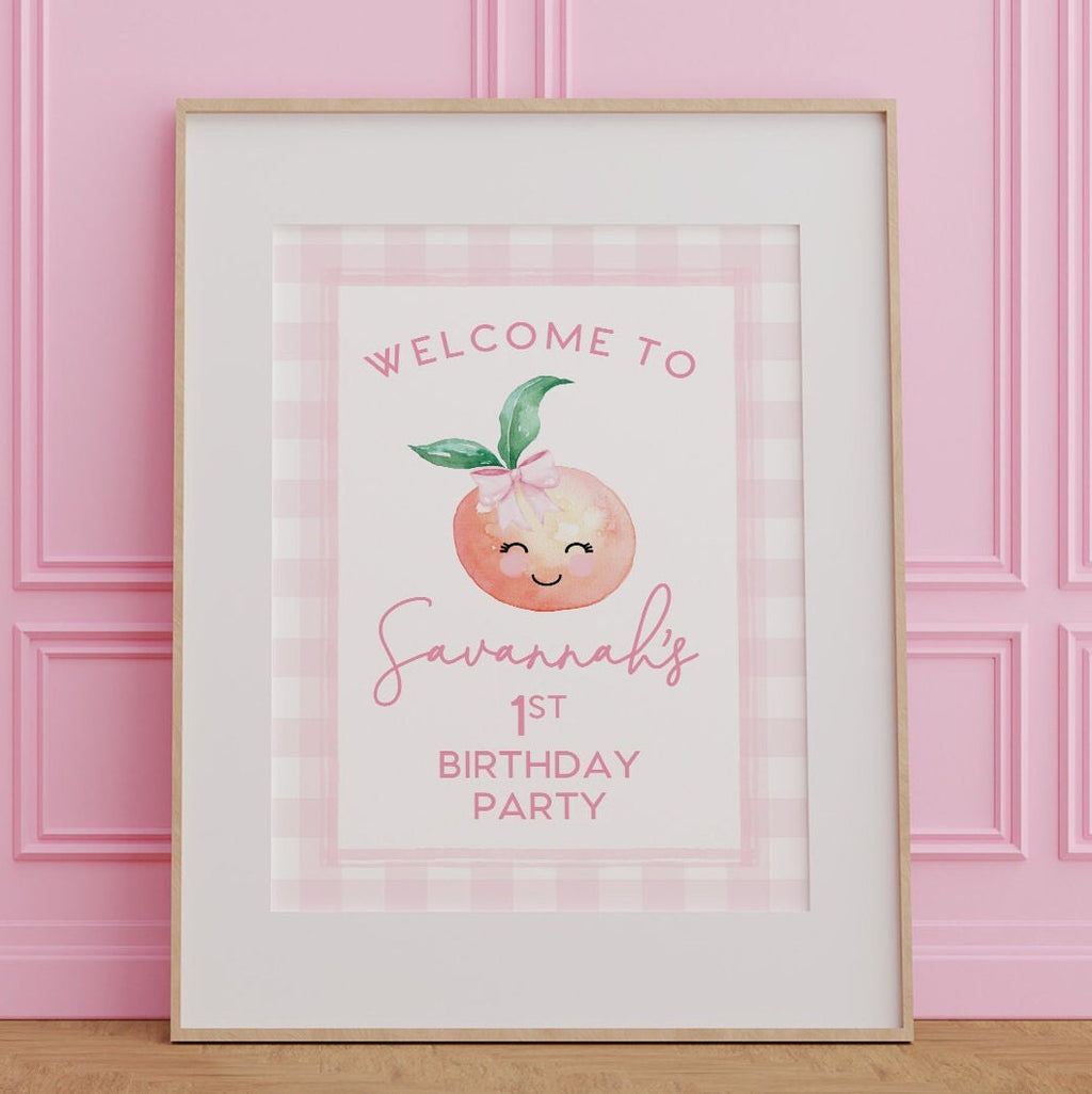 Peach Birthday & Baby Shower Welcome Sign 2