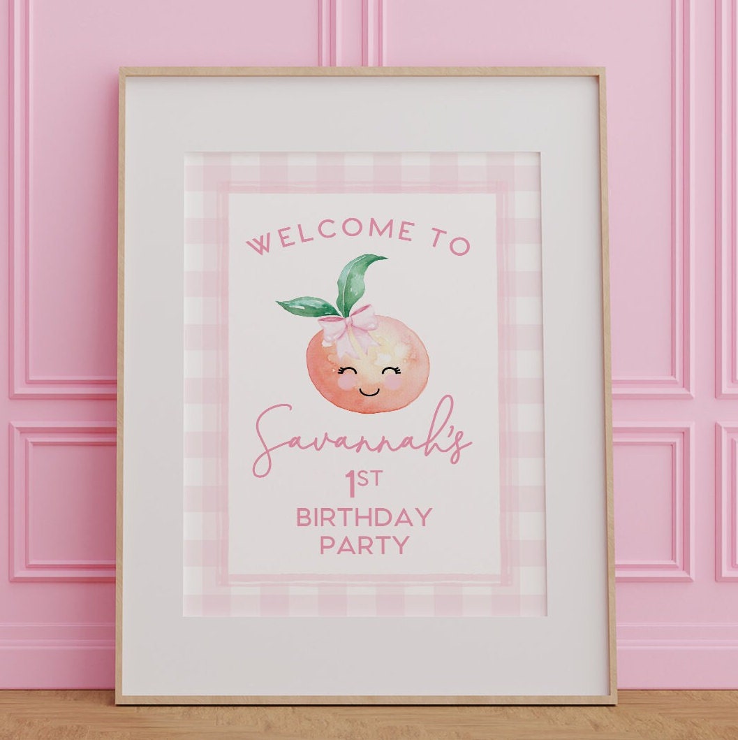Peach Birthday & Baby Shower Welcome Sign 2