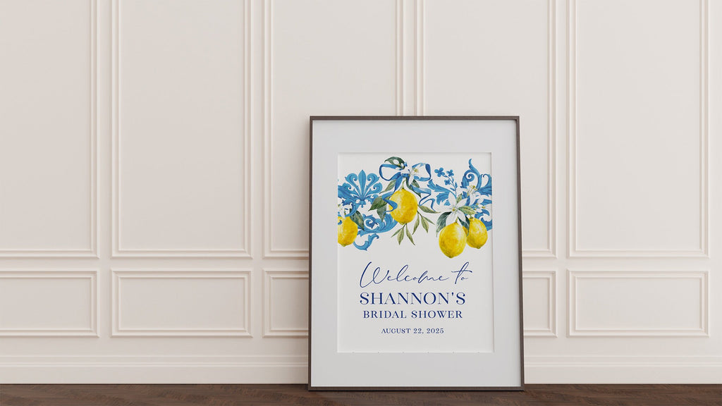 Lemon & Blue Tile Bridal Shower Welcome Sign - image 3