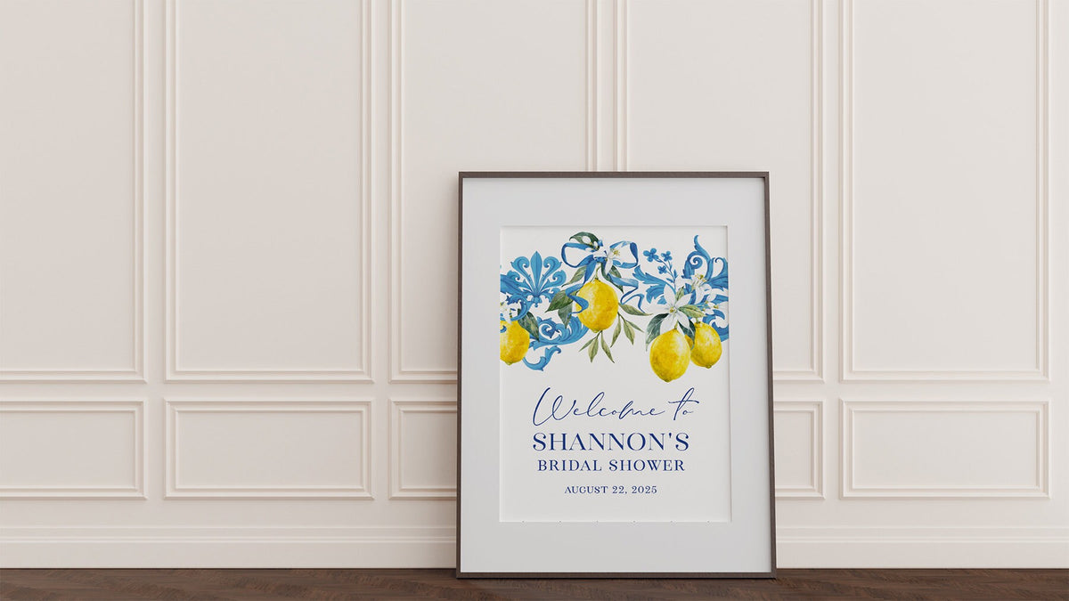 Lemon & Blue Tile Bridal Shower Welcome Sign - image 3