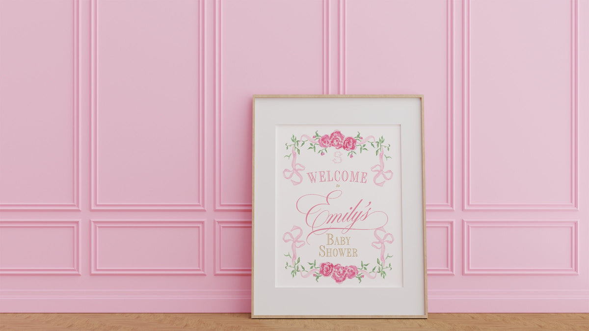 Pink Floral Monogram Baby Shower Welcome Sign - image 4