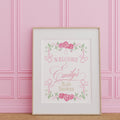 Pink Floral Monogram Baby Shower Welcome Sign - image 1
