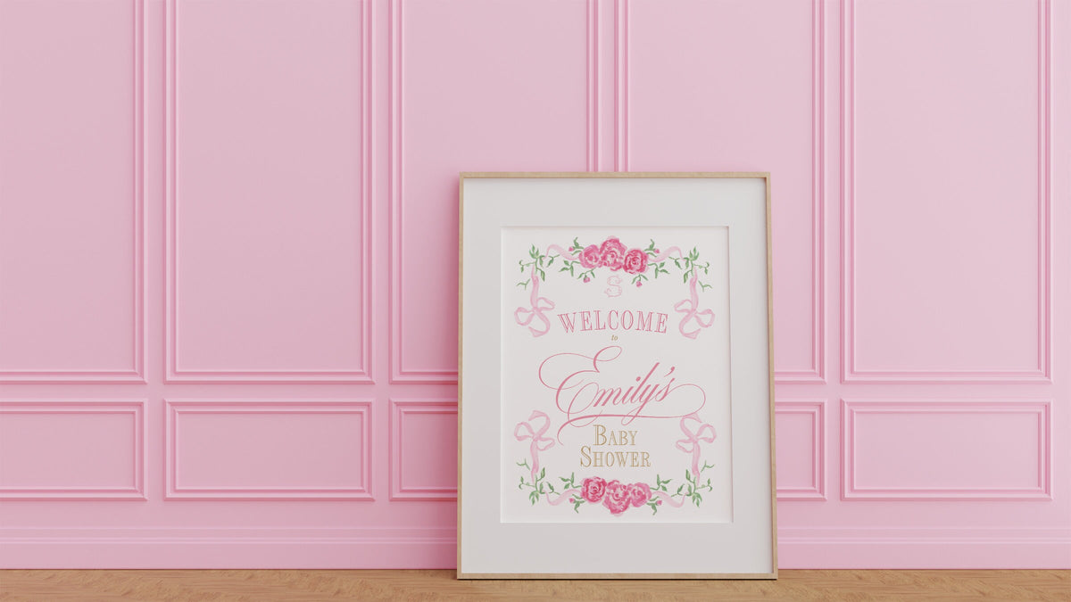 Pink Floral Monogram Baby Shower Welcome Sign - image 3