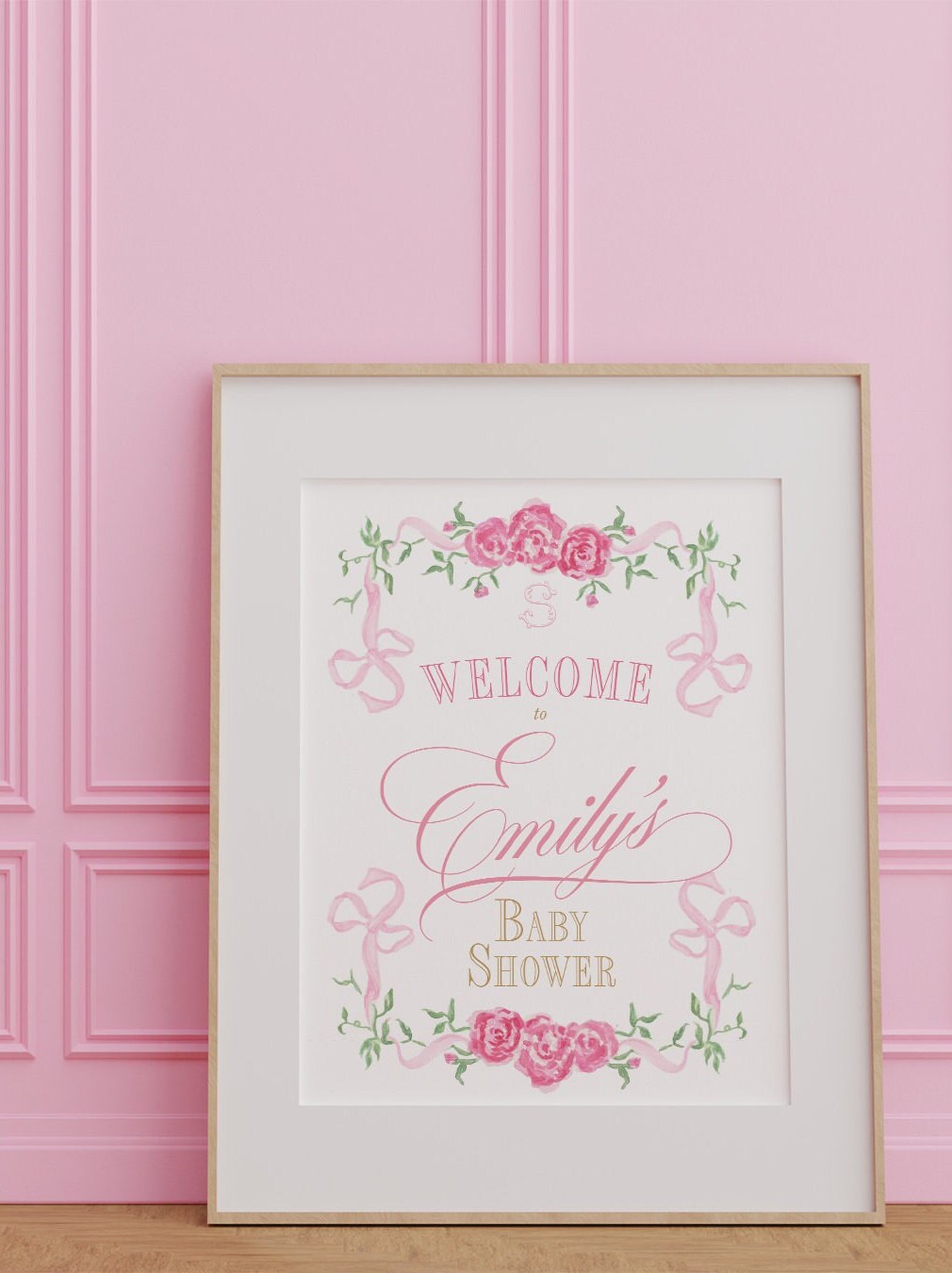 Pink Floral Monogram Baby Shower Welcome Sign - image 2