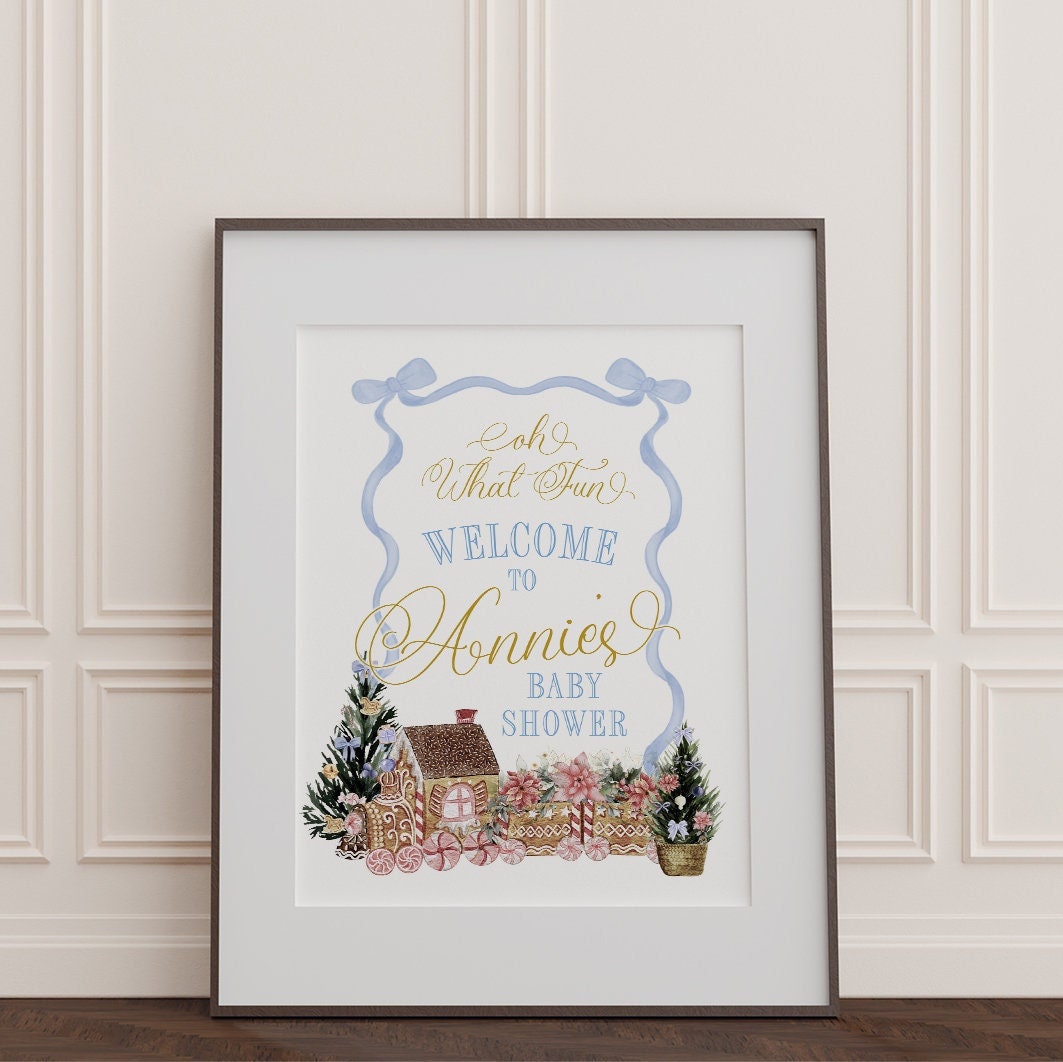 Gingerbread Winter Sip & See Baby Shower Welcome Sign 1