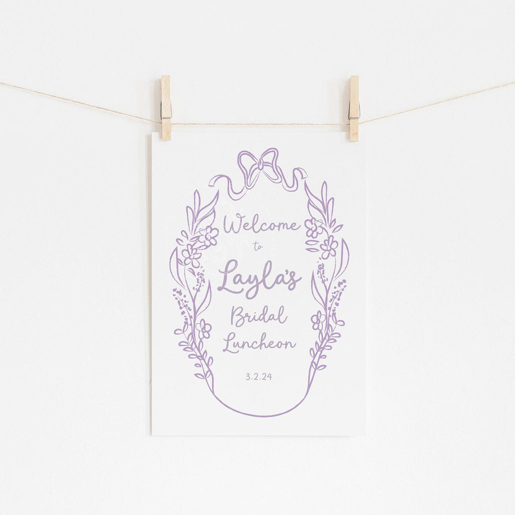 Lilac Bow Bridal Shower Welcome Sign 1