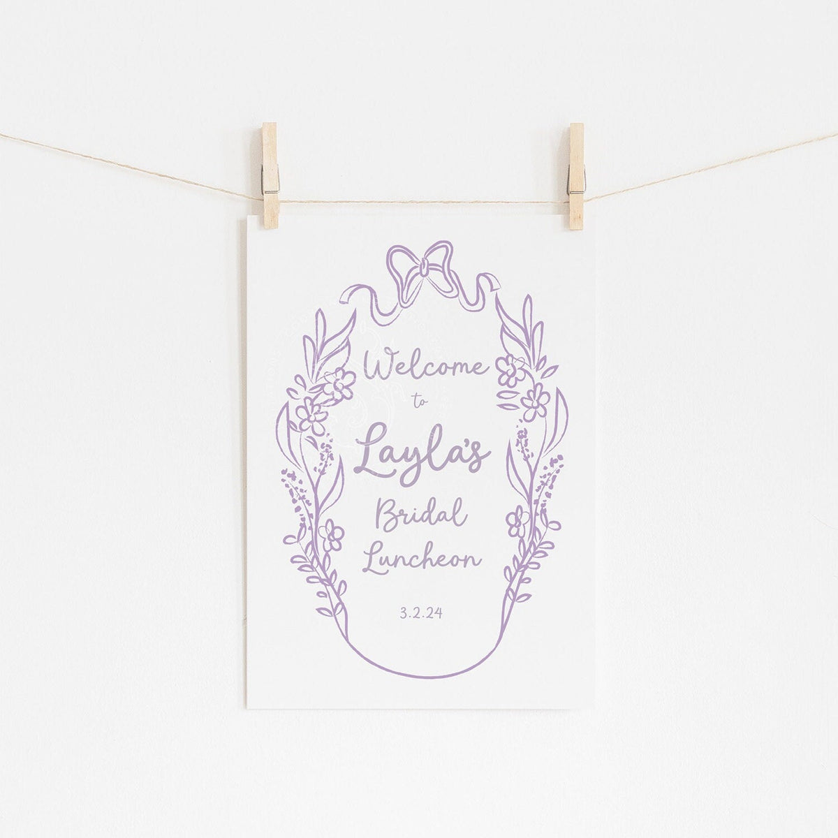 Lilac Bow Bridal Shower Welcome Sign 1
