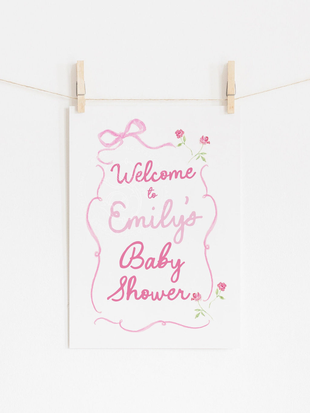 Pink Bow Floral Baby Shower Welcome Sign - image 2