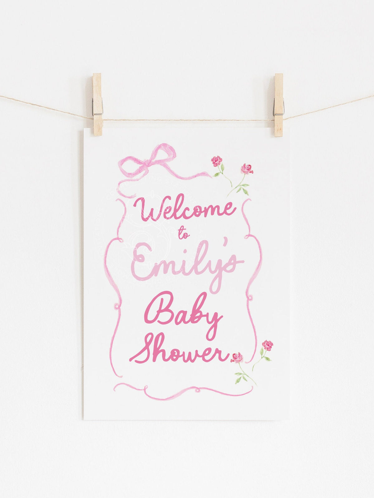 Pink Bow Floral Baby Shower Welcome Sign - image 2