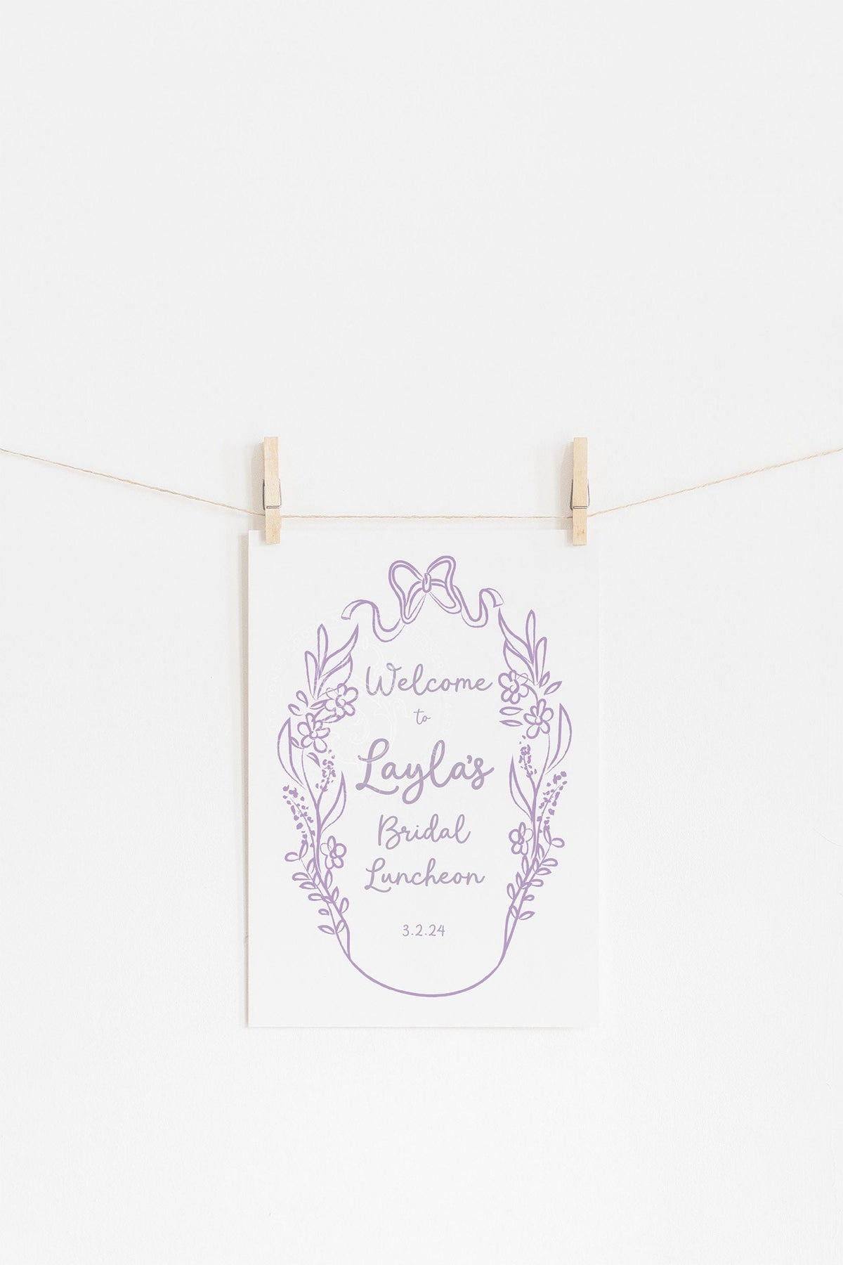 Lilac Bow Bridal Shower Welcome Sign 2