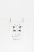 Australian Shepherd Watercolor Crest Baby Shower Welcome Sign