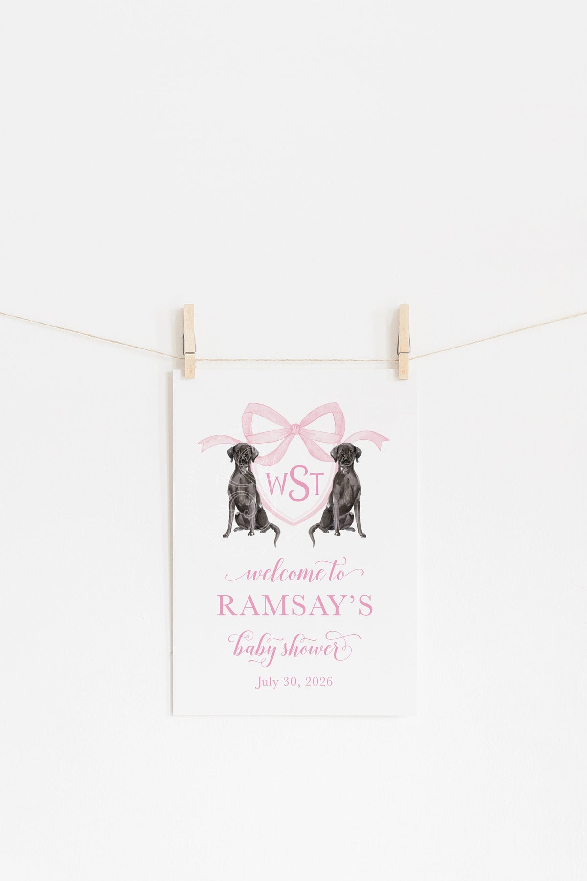 Pink Labrador Monogram Baby Shower Welcome Sign 2