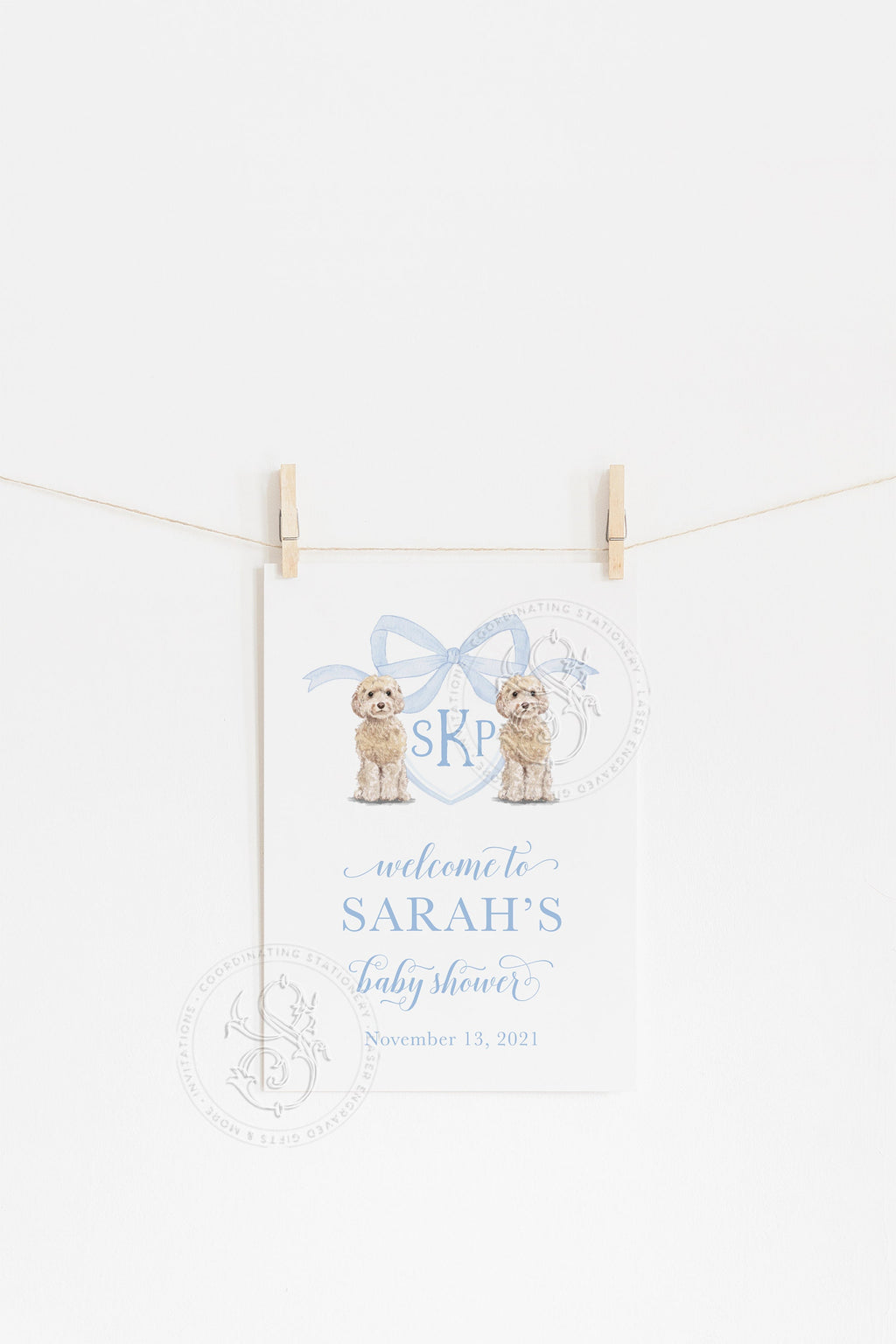 Watercolor Golden Doodle Baby Shower Welcome Sign 2