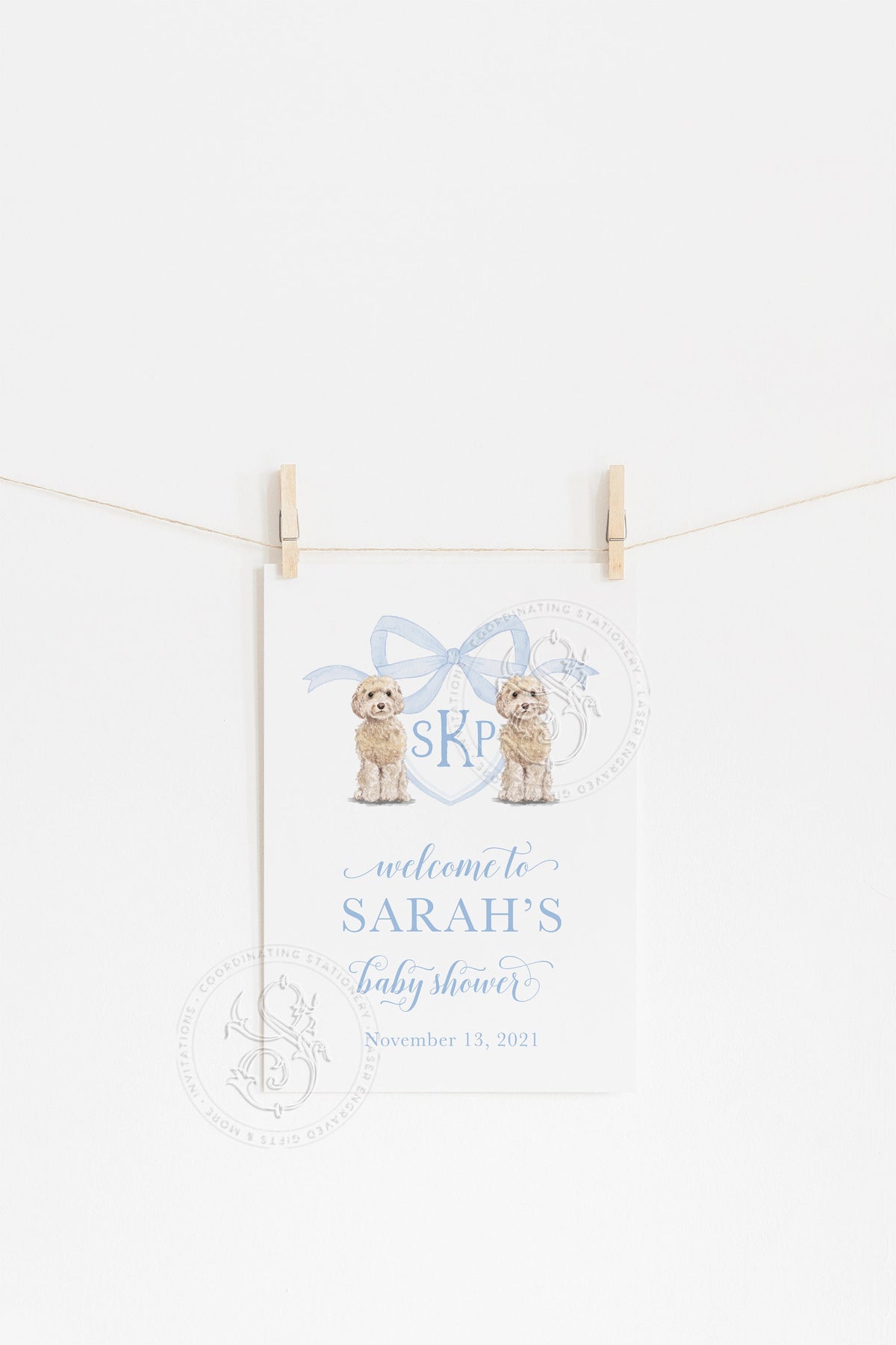 Watercolor Golden Doodle Baby Shower Welcome Sign 2