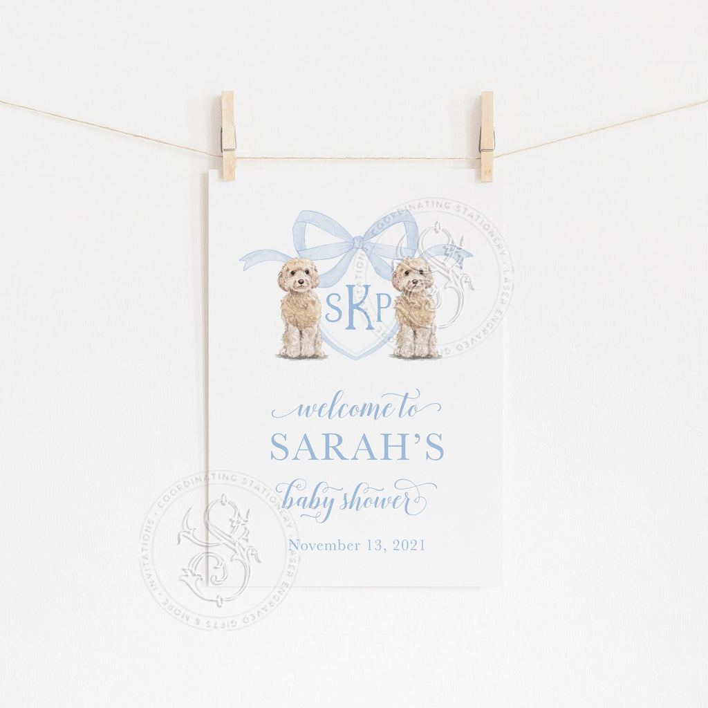 Watercolor Golden Doodle Baby Shower Welcome Sign 1