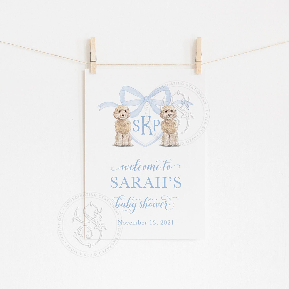 Watercolor Golden Doodle Baby Shower Welcome Sign 1