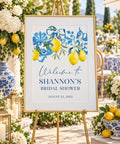 Lemon & Blue Tile Bridal Shower Welcome Sign - image 1