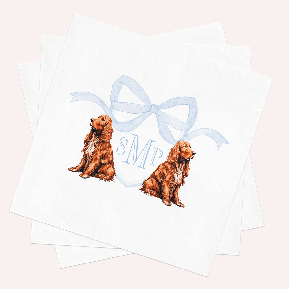 Irish Setter Baby Shower Napkins: Custom Monogrammed Cocktail Napkins