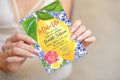 Italian tile lemon watercolor printed bridal shower invitations