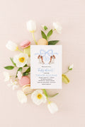 King Charles Cavalier Baby Shower Invitation: Watercolor Crest, Blue Bow | Digital File
