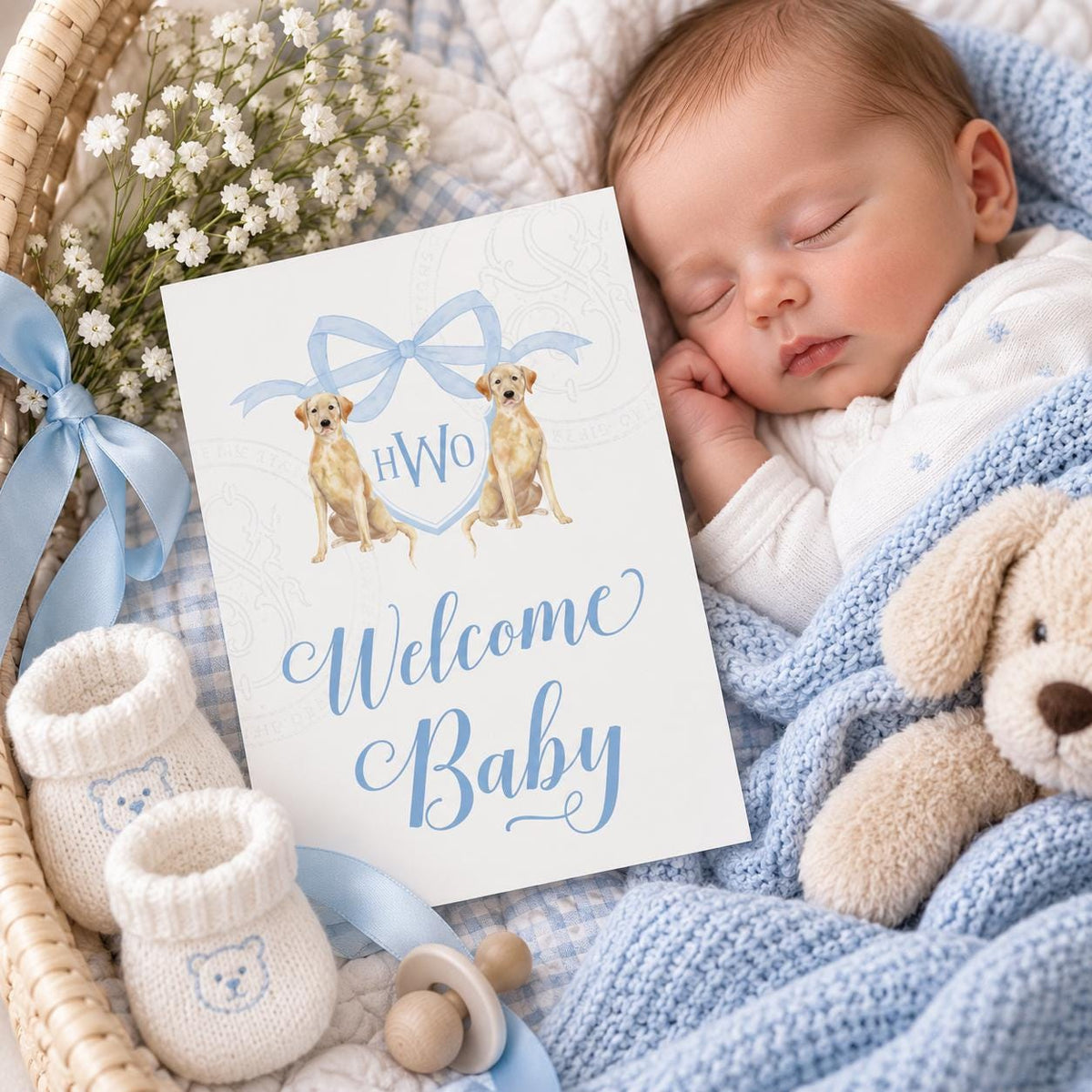 Labrador Retriever monogram baby boy milestone cards