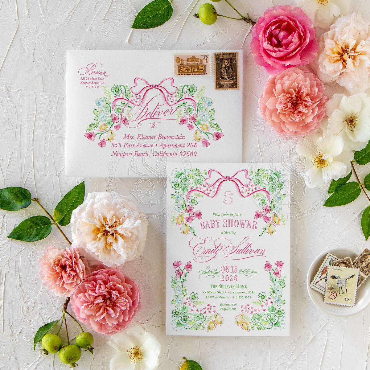 Lemon Baby Shower Invitations: Preppy Watercolor Design printed invitation