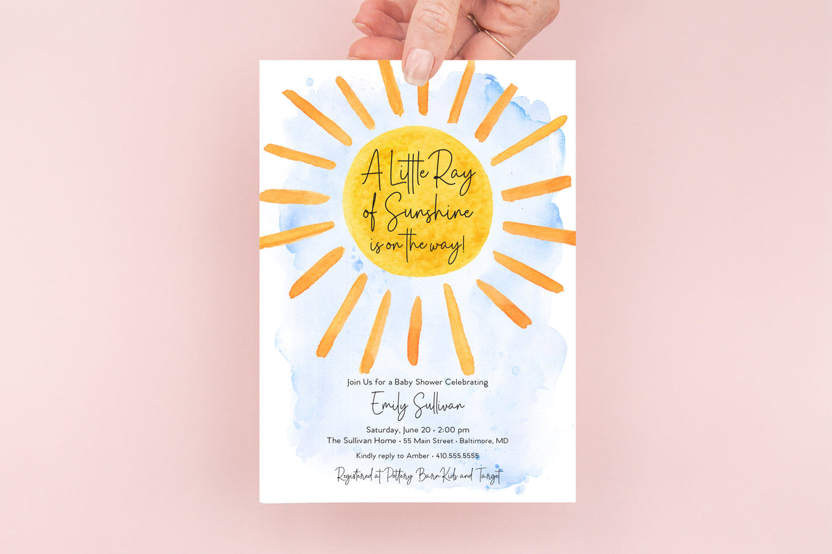 Little Ray of Sunshine digital baby shower invitation
